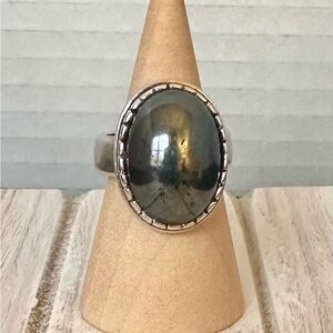 Silver and palladium hematite ring